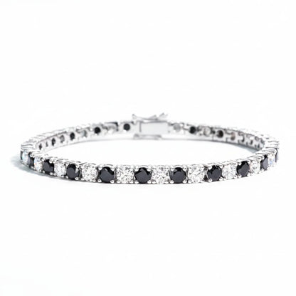 Midnight Royale – Black Moissanite Tennisarmband aus 925 Sterling Silber - Alyrah Jewellery
