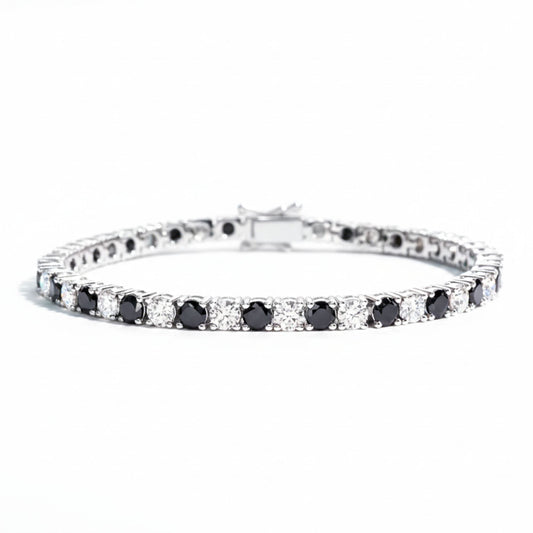 Midnight Royale – Black Moissanite Tennisarmband aus 925 Sterling Silber