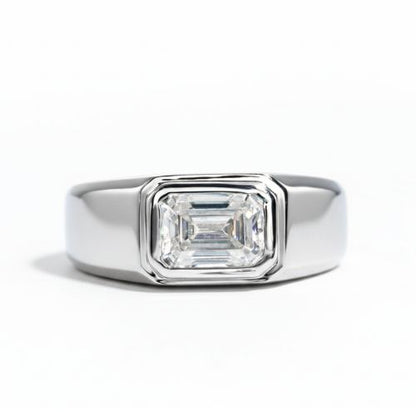 Imperial Emerald – 2ct Moissanite Herrenring aus 925 Sterling Silber, 18K vergoldet