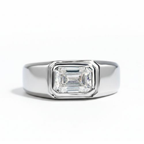 Imperial Emerald – 2ct Moissanite Herrenring aus 925 Sterling Silber, 18K vergoldet