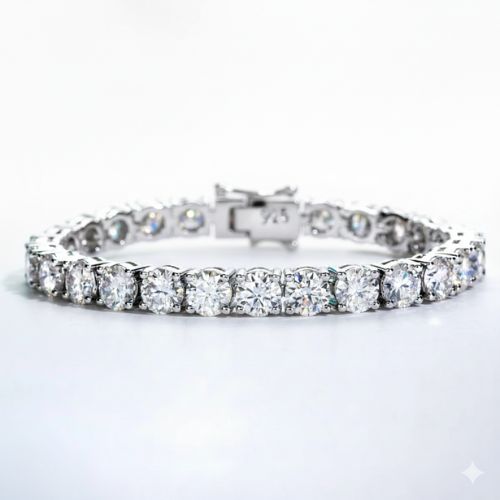 Royal Spark – Moissanite Tennisarmband D Color VVS1 aus 925 Sterling Silber, 18K vergoldet