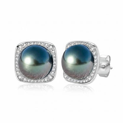 Midnight Elegance – Tahiti Perlen Ohrstecker 9–10 mm mit S925 Silber