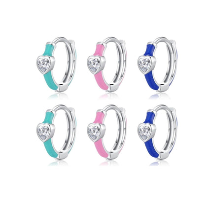 Urban Blue Heart enamel hoop earrings