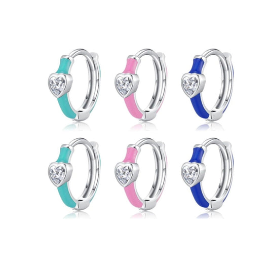 Urban Blue Heart – Emaille Creolen