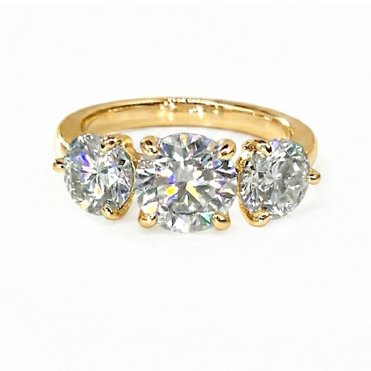 4CTTW Moissanite Verlobungsring – 3-Steine Design, 14K Gold Filled, Klassischer Damenring