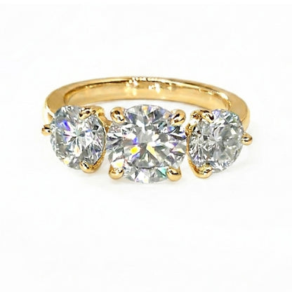 4CTTW Moissanite Verlobungsring – 3-Steine Design, 14K Gold Filled, Klassischer Damenring