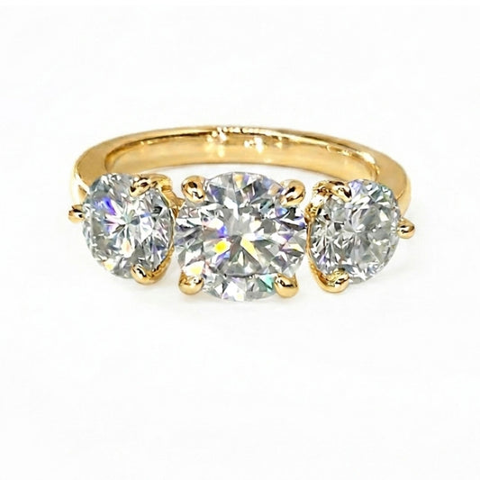 4CTTW Moissanite Verlobungsring – 3-Steine Design, 14K Gold Filled, Klassischer Damenring