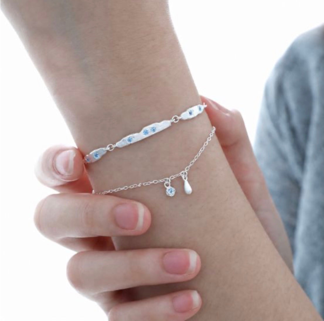 Lichtträne – Armband aus 925 Silber mit doppeltem CZ-Anhänger