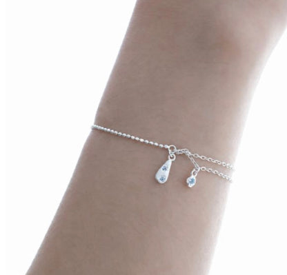 Crystal Tear  – Minimalistisches Doppelketten-Armband aus Sterling Silber
