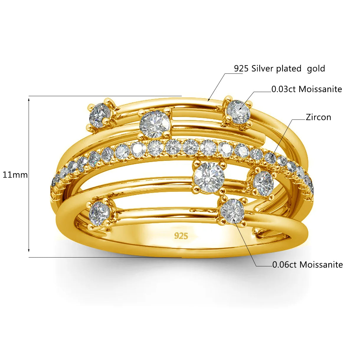 Golden Seven Spark – Moissanite Ring