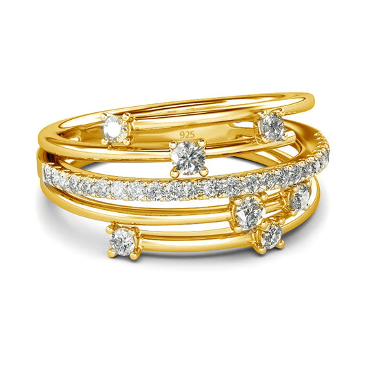 Golden Seven Spark – Moissanite Ring