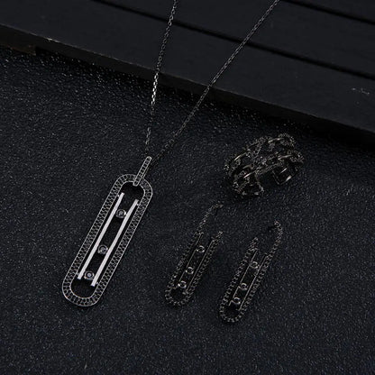 Luxury Geometry – Schichtbares Schmuckset: Anhänger, Ohrringe & Ring