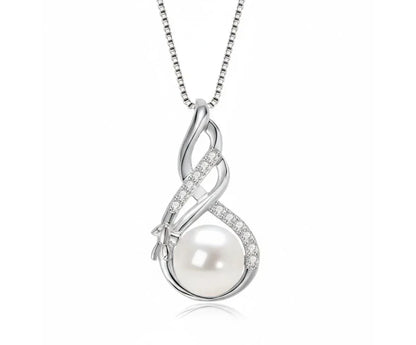 Unendliche Eleganz – 10mm Süßwasserperlen Anhänger Halskette, Sterlingsilber - Alyrah Jewellery
