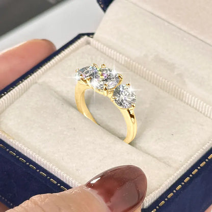 4CTTW Moissanite Verlobungsring – 3-Steine Design, 14K Gold Filled, Klassischer Damenring