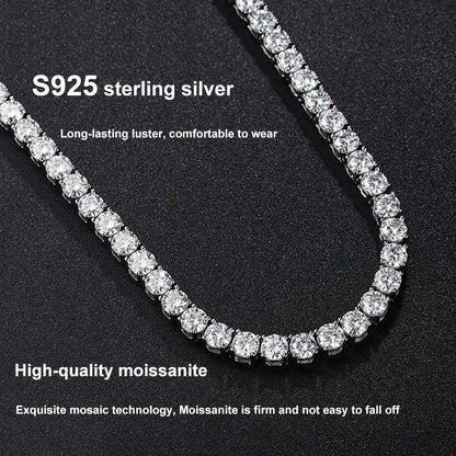 Moissanite Tennis Necklace & Bracelet Set | 925 Sterling Silver | Lab Diamonds for Women & Men