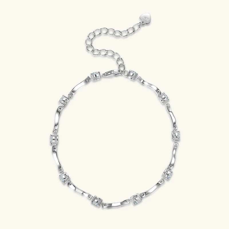 Silver Ribbon Spark – Moissanite Armband