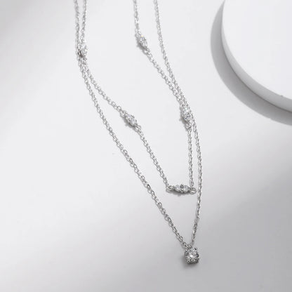 Eternal Radiance – Double-Layered Moissanite Pendant Necklace