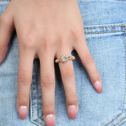 Golden Radiance – 1ct Moissanite Damenring aus 925 Sterling Silber, 18K vergoldet - Alyrah Jewellery