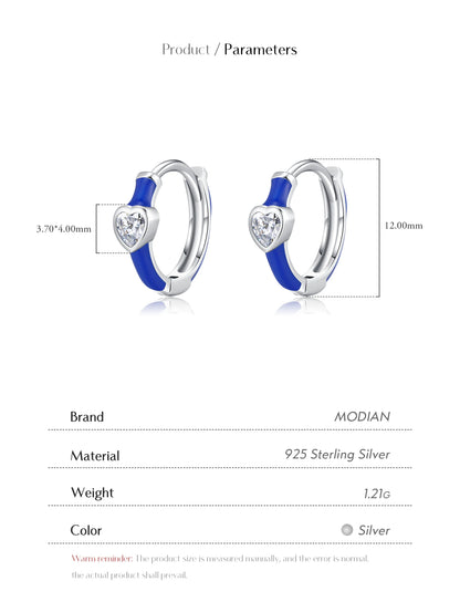 Urban Blue Heart enamel hoop earrings