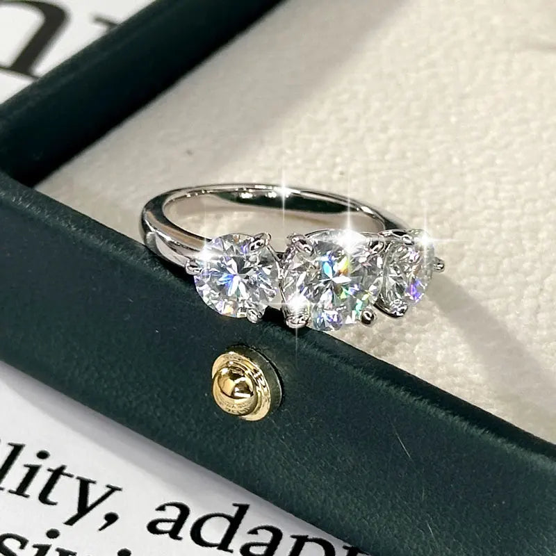 4CTTW Moissanite Verlobungsring – 3-Steine Design, 14K Gold Filled, Klassischer Damenring