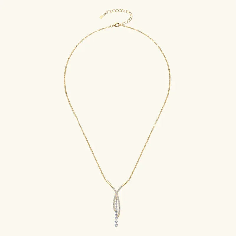 Strahlendes Y – 2-Karat Moissanite Anhänger Halskette aus Silber, Verstellbare Kette, Luxus Schmuck - Alyrah Jewellery