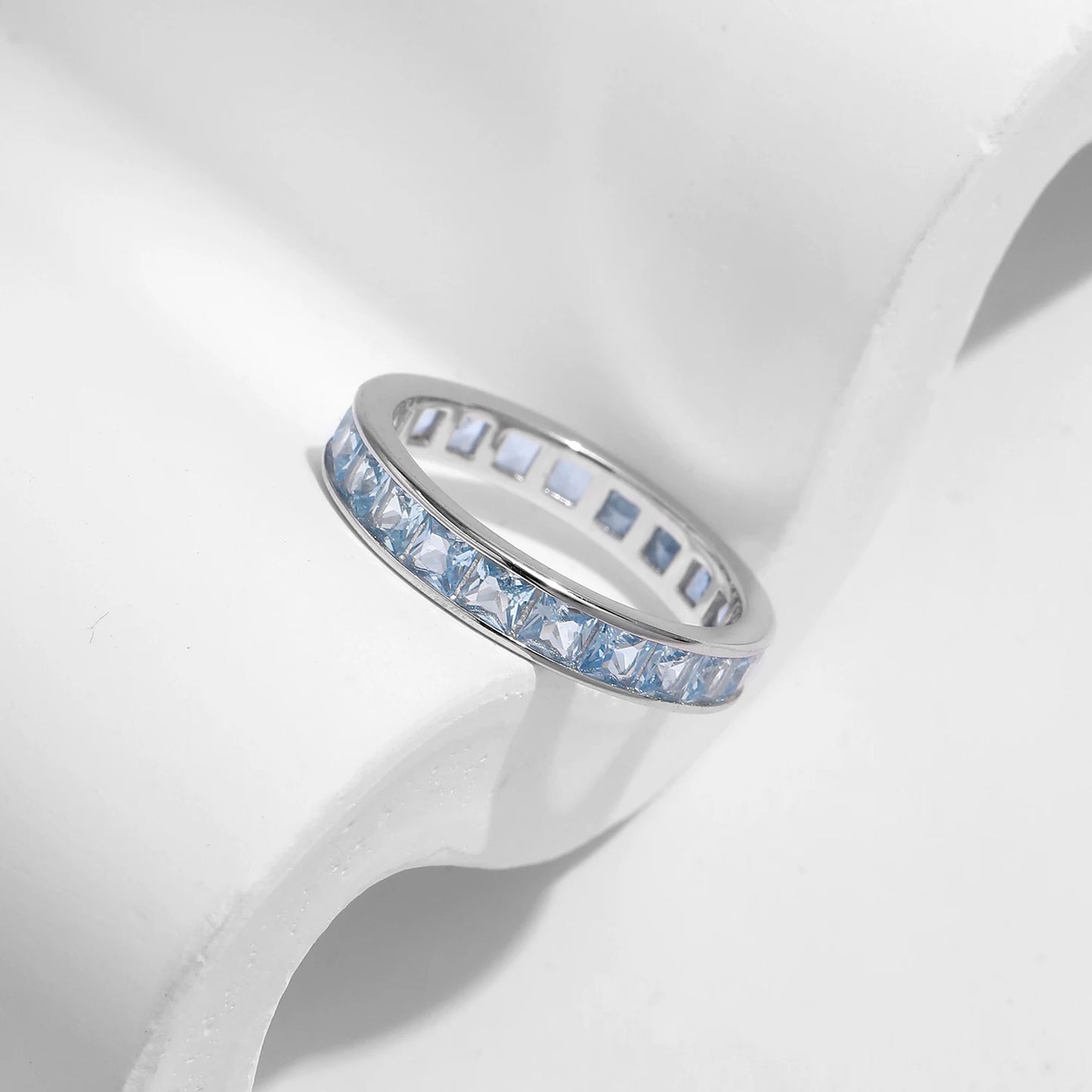 Celestial Prism – Square Zirconia Eternity Band