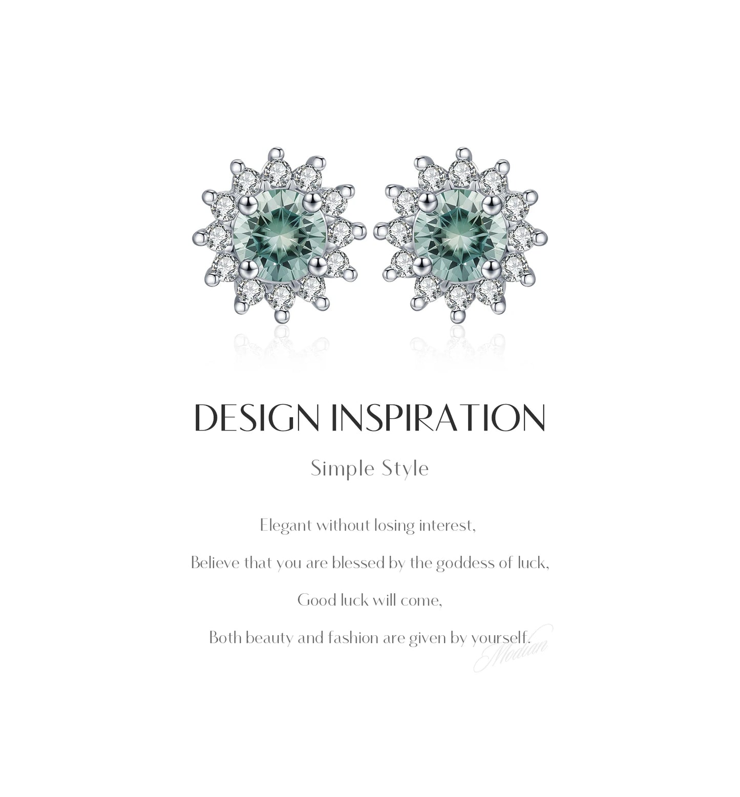 Emerald Sun - Orecchini a bottone con moissanite verde