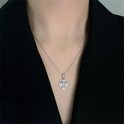 925 Sterling Silver Jerusalem Cross Pendant – Vintage Crusader Necklace for Women & Girls | Georgian Emblem Jewelry