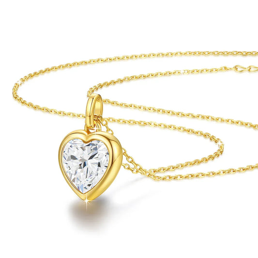 Ewige Liebe – Herzförmiger Moissanite Anhänger 14K Gold , Damen Halskette für Jubiläum, Hochzeit & Valentinstag - Alyrah Jewellery