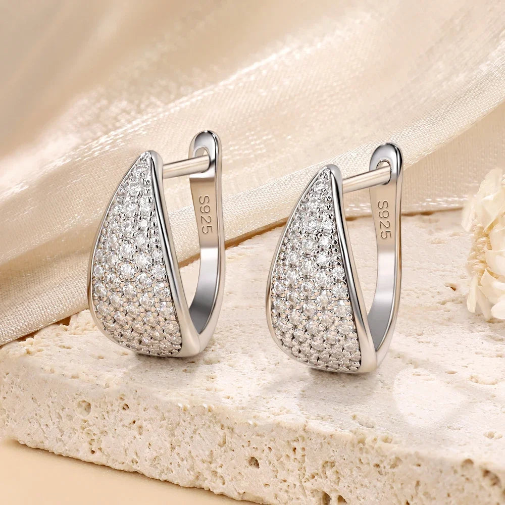 Ewiges Funkeln – Moissanite Creolen aus 925 Sterling Silber, Weißgold Veredelt, Vintage Luxus