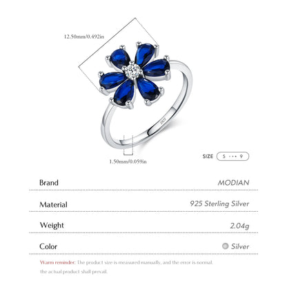 Royal Azure Bloom – Exquisite Water Drop Ring
