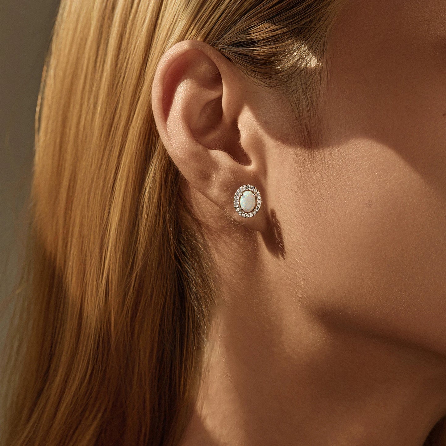 Urban Oval – Opal Halo Stud Earrings