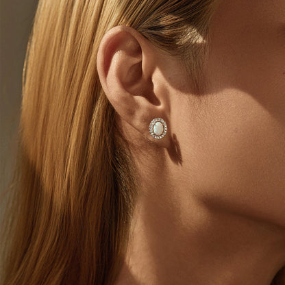 Urban Oval – Opal Halo Stud Earrings
