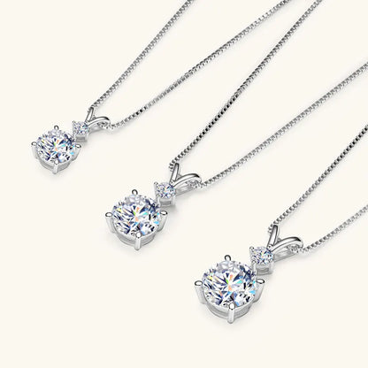Funkelnde Zweisamkeit – 1CT/2CT/3CT Moissanite Solitaire Anhänger Halskette aus  Silber, Verstellbare Kette, Luxuriöses