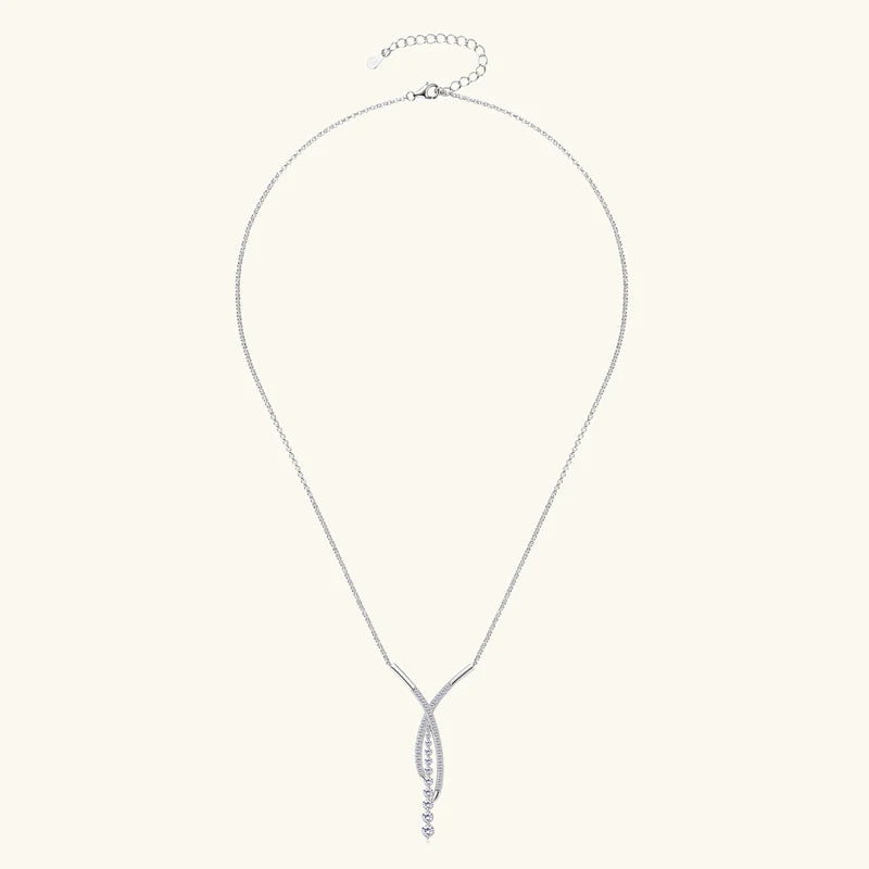 Radiant Y – Collana con pendente in moissanite da 2 carati in argento, catena regolabile, gioielli di lusso