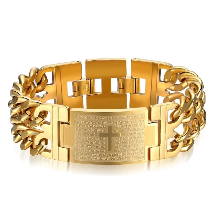 Urban Cross – Stainless Steel Cuban Link Bracelet