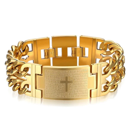 Urban Cross – Stainless Steel Cuban Link Bracelet