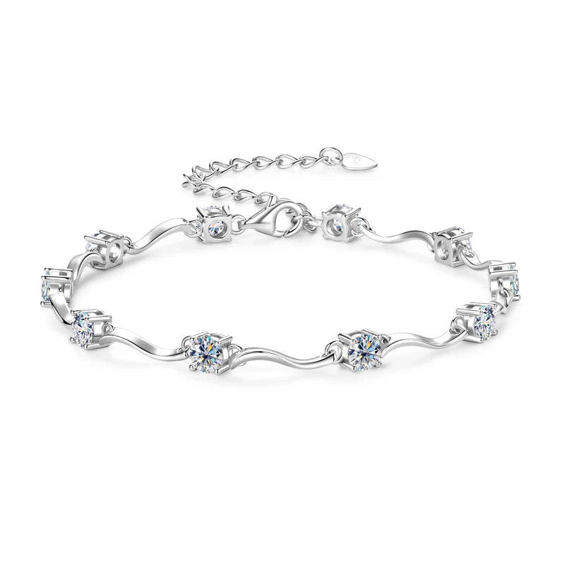 Silver Ribbon Spark – Moissanite Armband