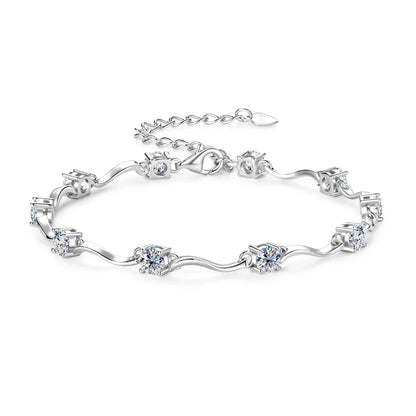 Silver Ribbon Spark – Moissanite Armband