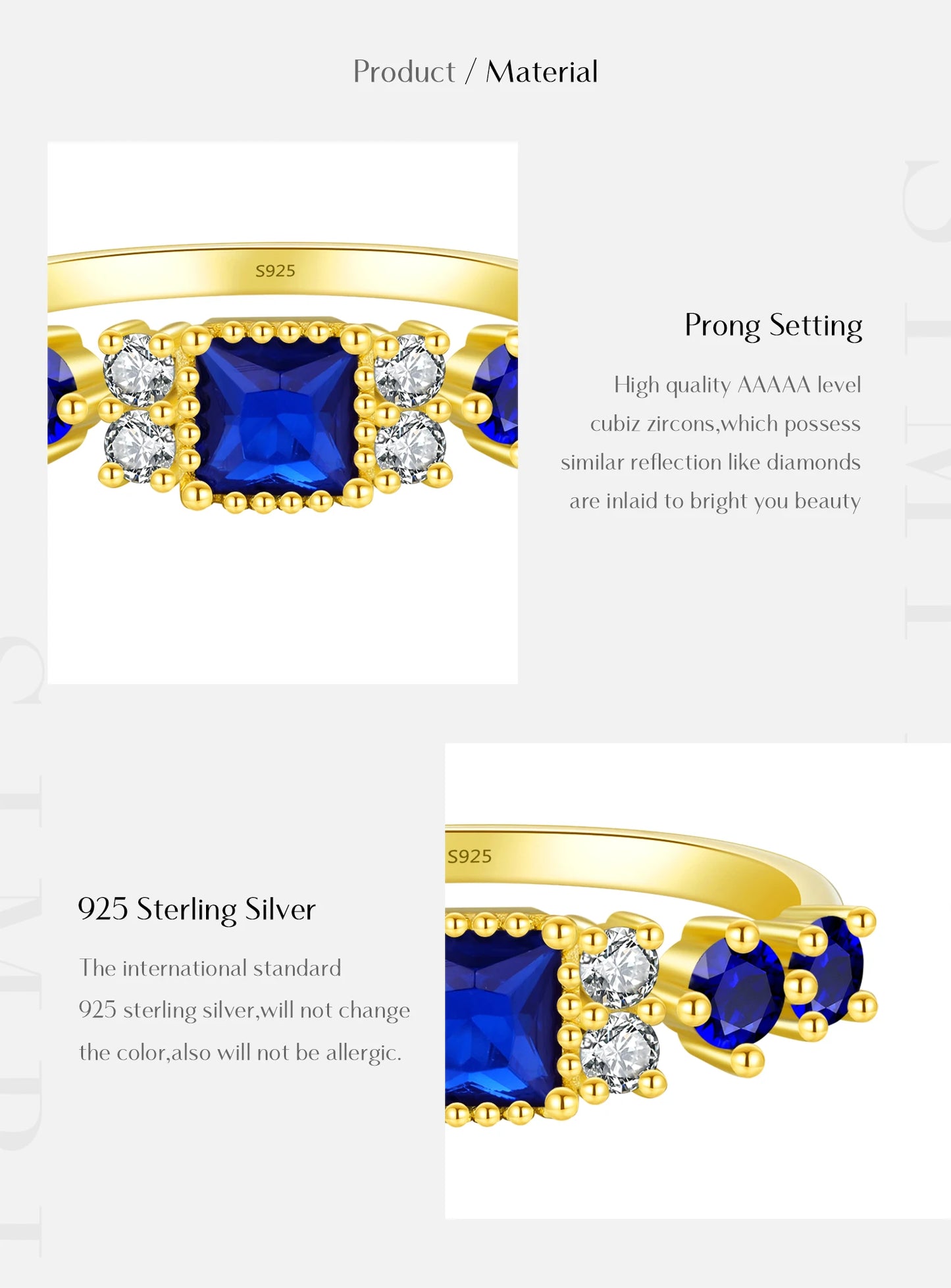 Azure Elegance –Eleganter Vintage-Ring mit blauem Zirkonia