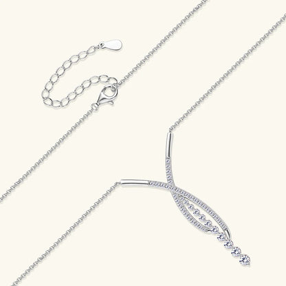 Radiant Y – Collana con pendente in moissanite da 2 carati in argento, catena regolabile, gioielli di lusso
