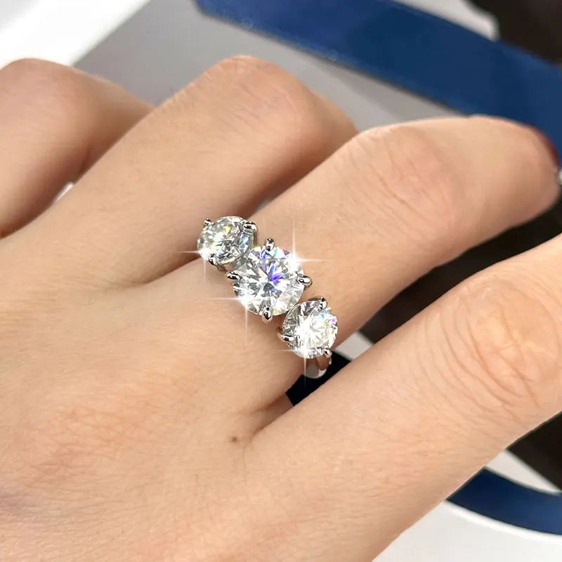 4CTTW Moissanite Verlobungsring – 3-Steine Design, 14K Gold Filled, Klassischer Damenring