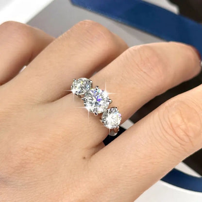 4CTTW Moissanite Verlobungsring – 3-Steine Design, 14K Gold Filled, Klassischer Damenring