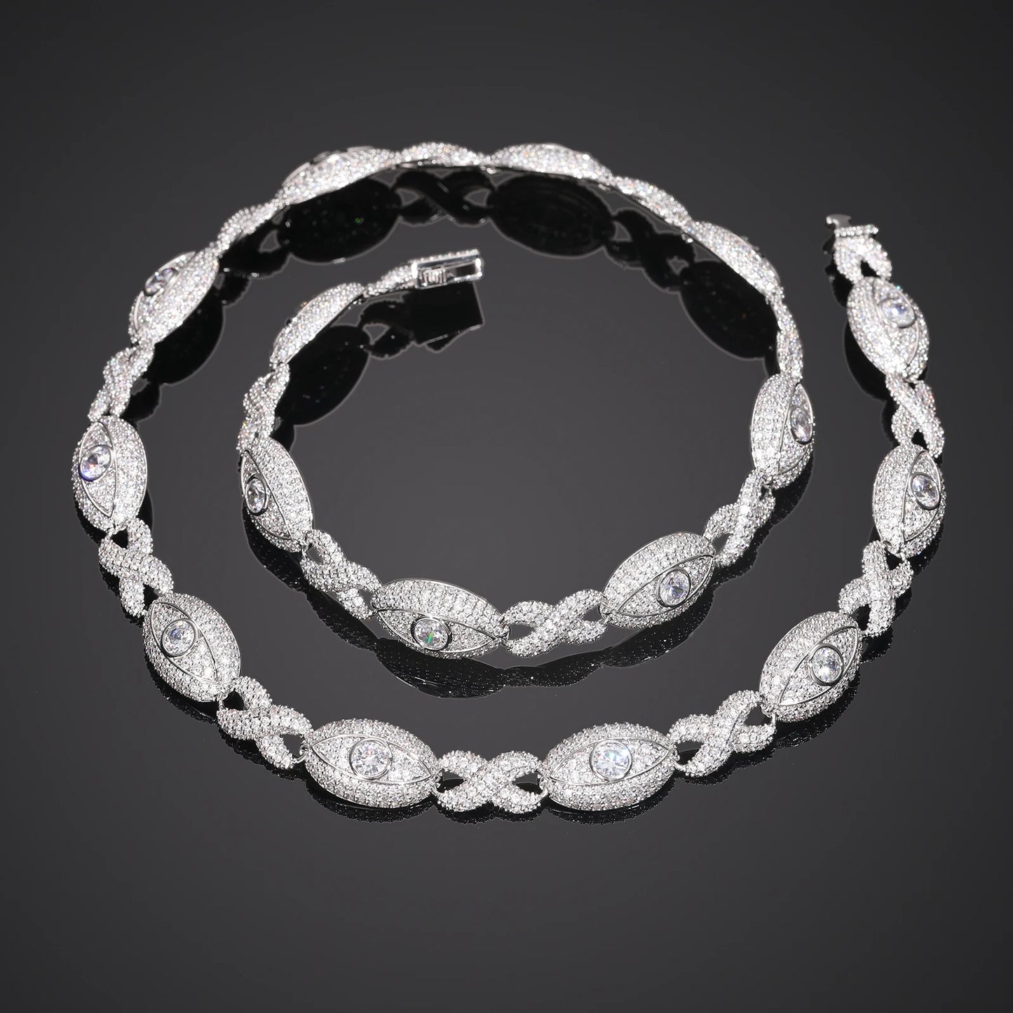 Infinity Cross Ice – Elegant Moissanite Cuban Link Necklace