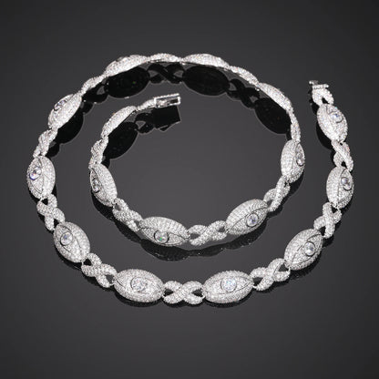 Infinity Cross Ice – Elegant Moissanite Cuban Link Necklace