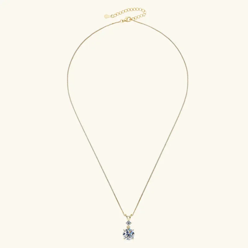 Funkelnde Zweisamkeit – 1CT/2CT/3CT Moissanite Solitaire Anhänger Halskette aus Silber, Verstellbare Kette, Luxuriöses - Alyrah Jewellery