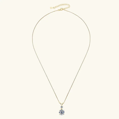 Funkelnde Zweisamkeit – 1CT/2CT/3CT Moissanite Solitaire Anhänger Halskette aus Silber, Verstellbare Kette, Luxuriöses - Alyrah Jewellery