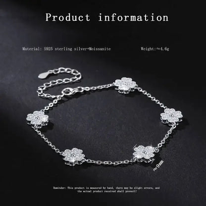 Glanzender Glücksklee – Sterlingsilber Moissanite Armband für Damen, Vierblättriger Klee, Feiner Schmuck - Alyrah Jewellery