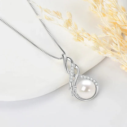 Unendliche Eleganz – 10mm Süßwasserperlen Anhänger Halskette, Sterlingsilber - Alyrah Jewellery