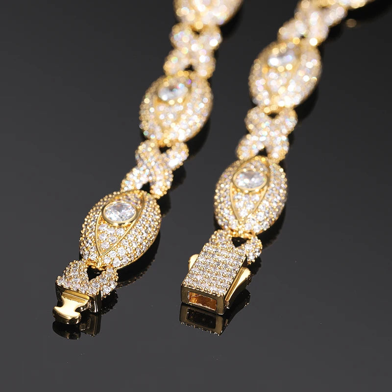 Infinity Cross Ice – Elegant Moissanite Cuban Link Necklace